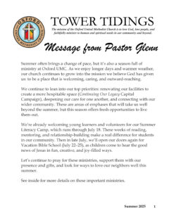 image of front page of Tower Tidings for Summer 2025